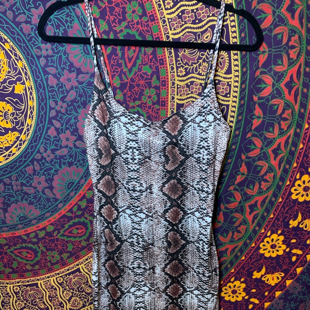Snakeskin mini dress perfect for a night out!